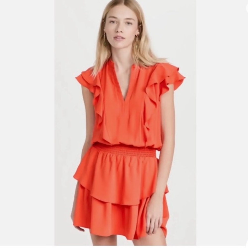 Amanda Uprichard Orange Ruffle Mini Dress